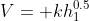 V= kh_1^{0.5}
