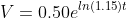 V=0.50e^{ln(1.15)t}