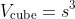 V_{\text{cube}}=s^3