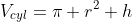 V_{cyl}=\pi r^2 h