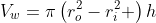 V_w=\pi\left(r_o^2-r_i^2 \right)h