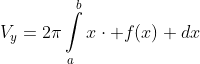 V_y=2\pi\int\limits_{a}^{b}x\cdot f(x) dx