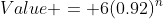 Value = 6(0.92)^n