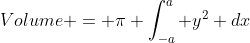 Volume = \pi \int^a_{-a} y^2 dx