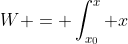 W = \int_{x_0}^x x~sin \left ( \frac{\pi * x}{4} \right )~cos(\theta)~dx