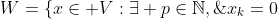 W=\{x\in V:\exists p\in\mathbb{N},\;x_k=0\textrm{\;if\;}k\geq p\}