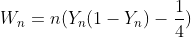 W_n=n(Y_n(1-Y_n)-\frac{1}{4})