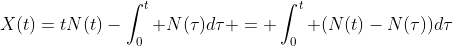 X(t)=tN(t)-\int_0^t N(\tau)d\tau = \int_0^t (N(t)-N(\tau))d\tau