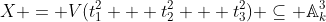X = V(t_1^2 + t_2^2 + t_3^2) \subseteq \mathbb{A}_k^3