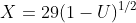 X=29(1-U)^{1/2}