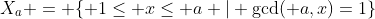 X_a = \{ 1\leq x\leq a | \gcd( a,x)=1\}