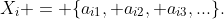 X_i = \{a_{i1}, a_{i2}, a_{i3},...\}.
