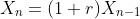X_n=(1+r)X_{n-1}