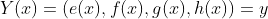 Y(x)=(e(x),f(x),g(x),h(x))=y