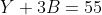 Y+3B=55