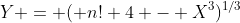 Y = ( n!+4 - X^3)^{1/3}