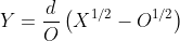 Y=\frac{d}{O}\left(X^{1/2}-O^{1/2}\right)