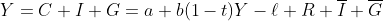 Y=C+I+G=a+b(1-t)Y-\ell R+\overline{I}+\overline{G}