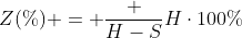 Z(\%) = \frac {H-S}{H}\cdot100\%