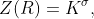 Z(R)=K^{\sigma},