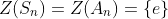 Z(S_n)=Z(A_n)=\{e\}