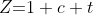 Z\text{=}1+c t