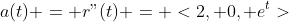 a(t) = r"(t) = <2, 0, e^t>