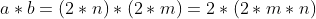 a*b=(2*n)*(2*m)=2*(2*m*n)
