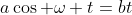 a\cos \omega t=bt