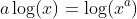 a\log(x)=\log(x^a)