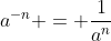 a^{-n} = \frac1{a^n}