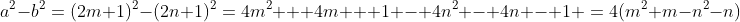 a^2-b^2\:=\:(2m+1)^2-(2n+1)^2\:=\:4m^2 + 4m + 1 - 4n^2 - 4n - 1 \:=\:4(m^2+m-n^2-n)