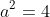 a^2=4