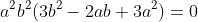 a^2b^2(3b^2-2ab+3a^2)=0