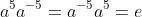 a^5a^{-5}=a^{-5}a^5=e