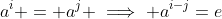 a^i = a^j \implies a^{i-j}=e