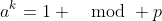 a^k=1 \mod p
