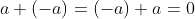 a+(-a)=(-a)+a=0