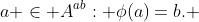 a \in A^{ab}: \phi(a)=b. 