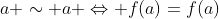 a \sim a \Leftrightarrow f(a)=f(a)