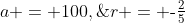 a = 100,\;r = \text{-}\tfrac{2}{5}