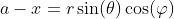 a-x=r\sin(\theta)\cos(\varphi)