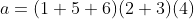 a=(1 5 6)(2 3)(4)