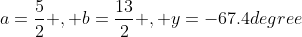 a=\frac{5}{2} , b=\frac{13}{2} , y=-67.4degree