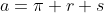 a=\pi r s~\implies~a = \pi r \sqrt{r^2+h^2}