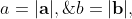 a=|\mathbf{a}|,\;b=|\mathbf{b}|,\;\text{and}\;\the  ta