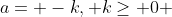 a= -k, k\ge 0 