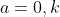 a=0,k