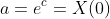a=e^c=X(0)
