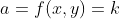 a=f(x,y)=k
